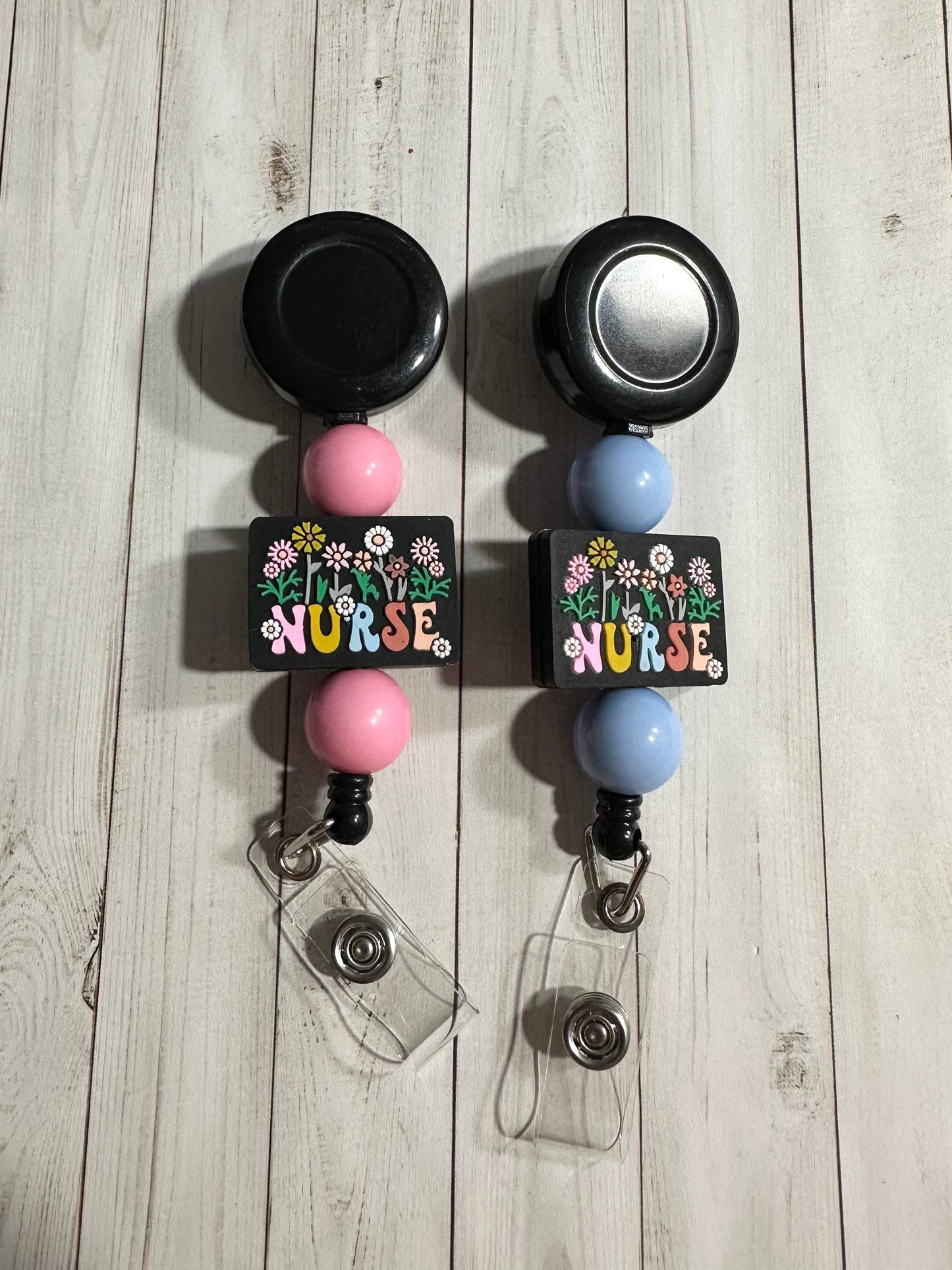 Floral Nurse Badge Reel