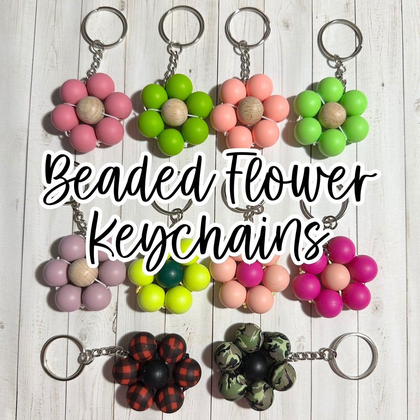 Beaded Flower Keychains