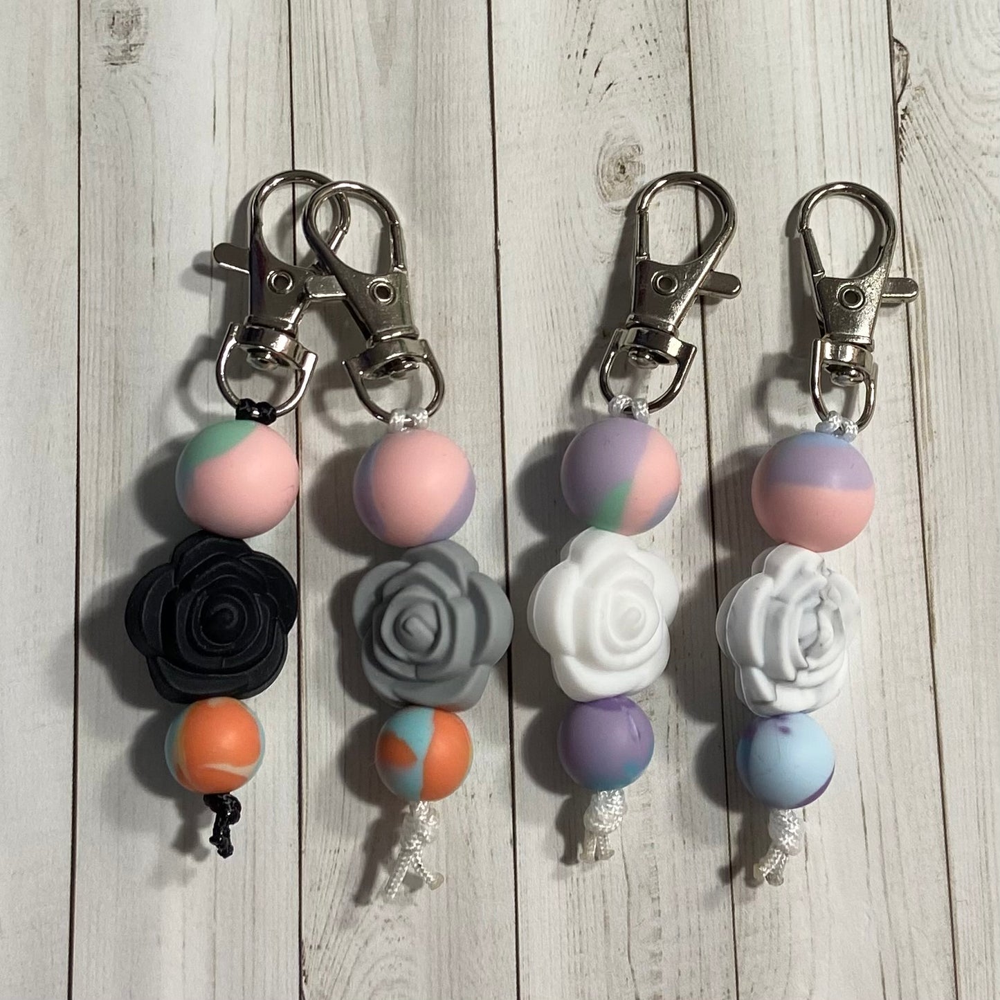 Rose & Tie-Dye Pastel Zipper Pull