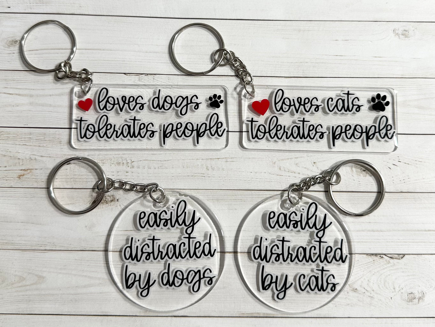 Funny Cat & Dog Acrylic Keychains