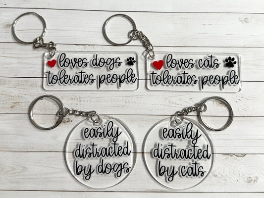 Funny Cat & Dog Acrylic Keychains
