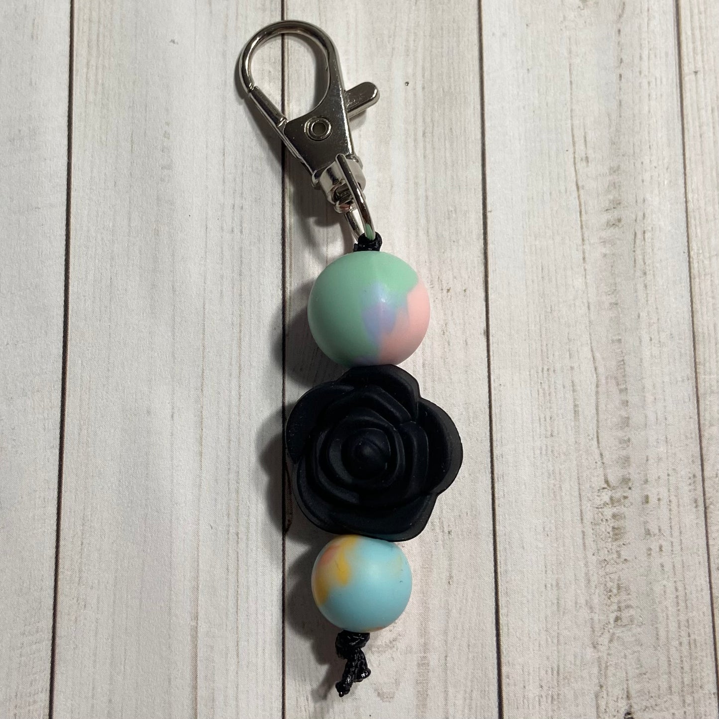 Rose & Tie-Dye Pastel Zipper Pull