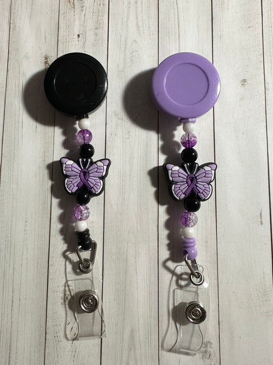 Purple Ribbon Butterfly Badge Reels