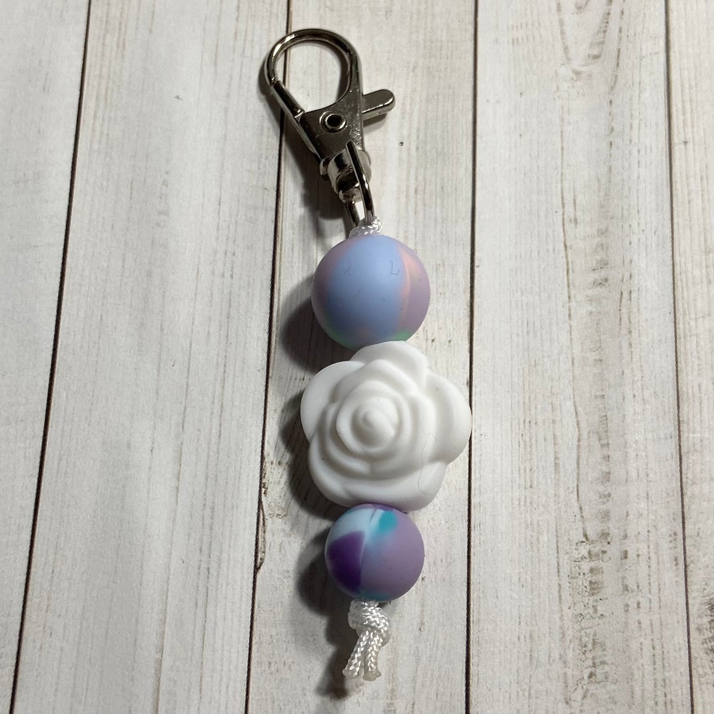 Rose & Tie-Dye Pastel Zipper Pull