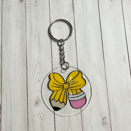 Pencil Bow Acrylic Keychain