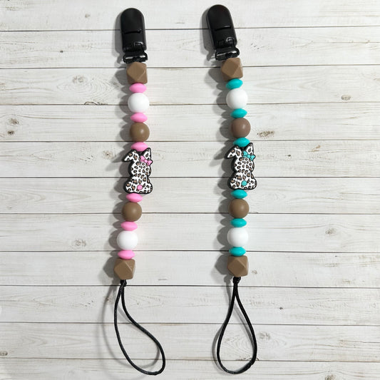 Cow Print Bunny Paci Clip
