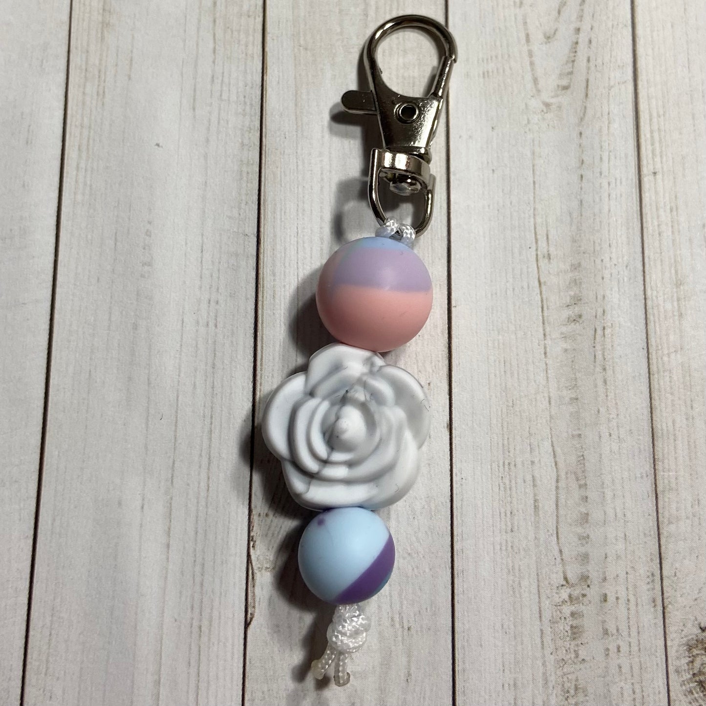 Rose & Tie-Dye Pastel Zipper Pull