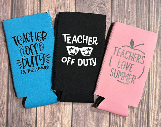 Teacher Slim Can Koozies