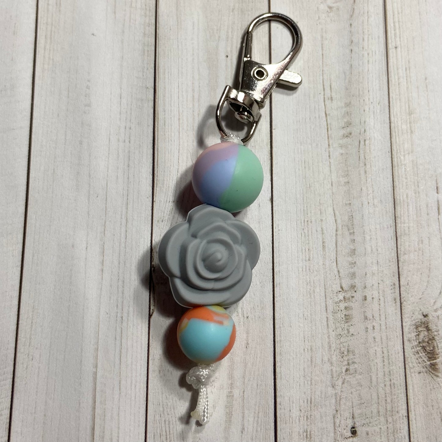 Rose & Tie-Dye Pastel Zipper Pull