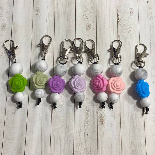 Rose & White Marble Zipper Pull