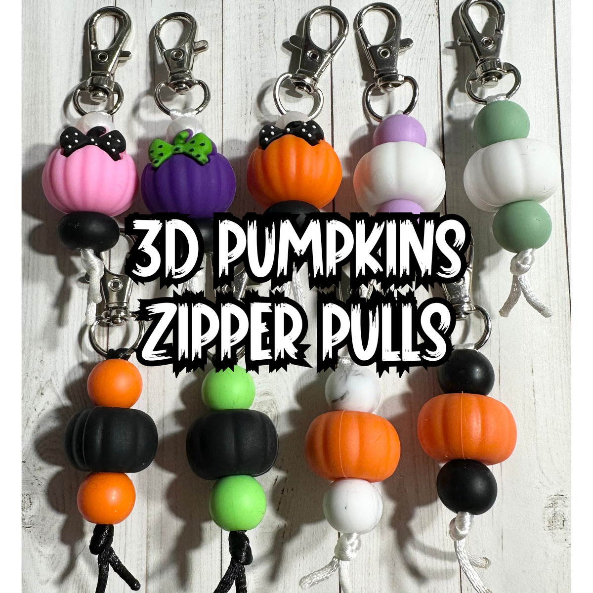 3D Pumpkin Zipper Pulls